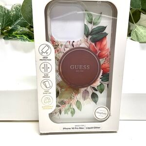 GUESS Floral Phone Case for iPhone 16 Pro Max - Brown